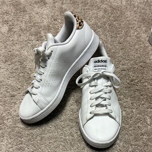 Adidas Women's White Sneakers with Leopard Detail